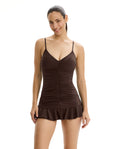 Tutti Frutti Shirred Swimdress-Espresso