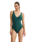 Tutti Frutti V-Neck One Piece-Forest Green