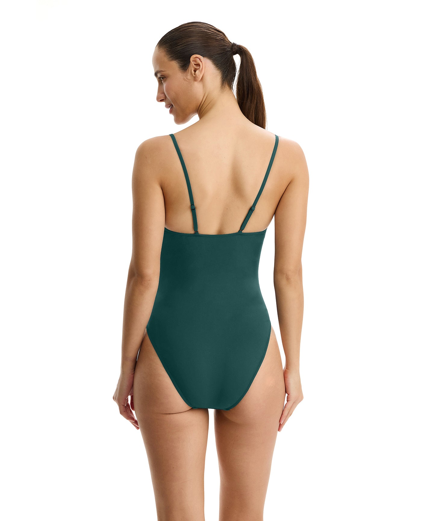 Tutti Frutti V-Neck One Piece-Forest Green