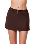 Tutti Frutti Gold Beaded Pull-On Cover-Up Skirt -Espresso