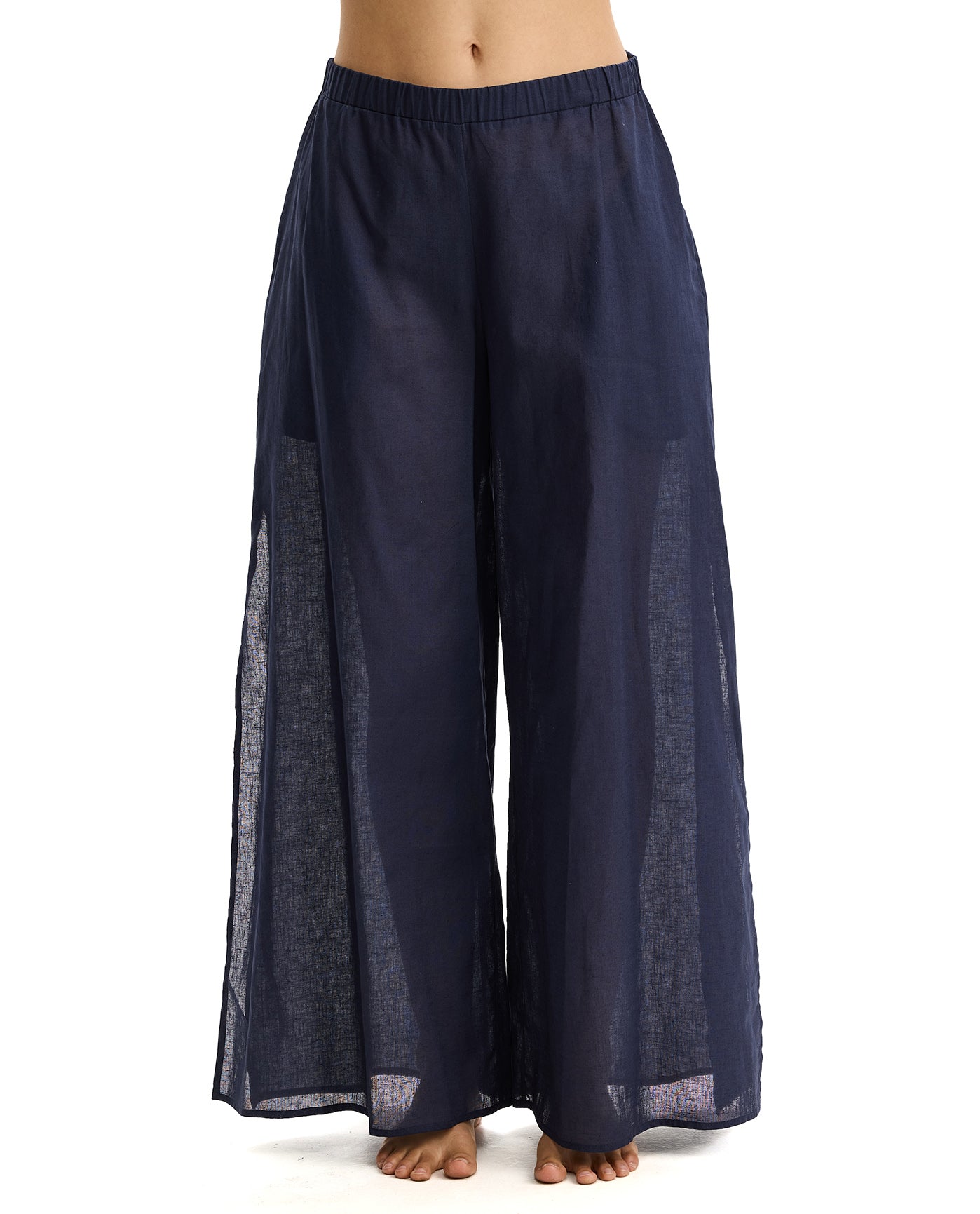 Tutti Frutti Linen Beach Pant Cover-Up -Navy