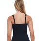 Back View Of Profile By Gottex Tutti Frutti D-Cup Scoop Neck Shirred Underwire Tankini Top | PROFILE TUTTI FRUTTI BLACK