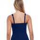 Back View Of Profile By Gottex Tutti Frutti D-Cup Scoop Neck Shirred Underwire Tankini Top | PROFILE TUTTI FRUTTI NAVY