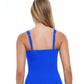 Back View Of Profile By Gottex Tutti Frutti D-Cup Scoop Neck Shirred Underwire Tankini Top | PROFILE TUTTI FRUTTI COBALT