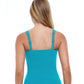 Back View Of Profile By Gottex Tutti Frutti D-Cup Scoop Neck Shirred Underwire Tankini Top | PROFILE TUTTI FRUTTI TURQUOISE
