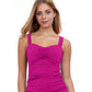 Front View Of Profile By Gottex Tutti Frutti D-Cup Scoop Neck Shirred Underwire Tankini Top | PROFILE TUTTI FRUTTI VIOLET