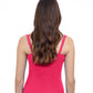 Back View Of Profile By Gottex Tutti Frutti D-Cup Scoop Neck Shirred Underwire Tankini Top | PROFILE TUTTI FRUTTI PINK