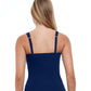 Back View Of Profile By Gottex Tutti Frutti E-Cup Scoop Neck Shirred Underwire Tankini Top | PROFILE TUTTI FRUTTI NAVY