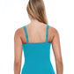 Back View Of Profile By Gottex Tutti Frutti E-Cup Scoop Neck Shirred Underwire Tankini Top | PROFILE TUTTI FRUTTI TURQUOISE