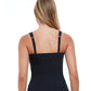 Back View Of Profile By Gottex Tutti Frutti F-Cup Scoop Neck Shirred Underwire Tankini Top | PROFILE TUTTI FRUTTI BLACK