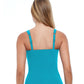 Back View Of Profile By Gottex Tutti Frutti F-Cup Scoop Neck Shirred Underwire Tankini Top | PROFILE TUTTI FRUTTI TURQUOISE