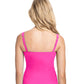 Back View Of Profile By Gottex Tutti Frutti F-Cup Scoop Neck Shirred Underwire Tankini Top | PROFILE TUTTI FRUTTI PINK
