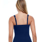 Back View Of Profile By Gottex Tutti Frutti G-Cup Scoop Neck Shirred Underwire Tankini Top | PROFILE TUTTI FRUTTI NAVY