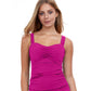 Front View Of Profile By Gottex Tutti Frutti G-Cup Scoop Neck Shirred Underwire Tankini Top | PROFILE TUTTI FRUTTI VIOLET