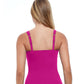 Back View Of Profile By Gottex Tutti Frutti G-Cup Scoop Neck Shirred Underwire Tankini Top | PROFILE TUTTI FRUTTI VIOLET