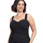 Front View Of Profile By Gottex Tutti Frutti Plus Size Sweetheart Underwire Tankini Top | PROFILE TUTTI FRUTTI BLACK