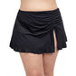 Front View Of Profile By Gottex Tutti Frutti Plus Size Side Slit Cinch Swim Skirt | PROFILE TUTTI FRUTTI BLACK