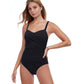 Front View Of Profile By Gottex Tutti Frutti D-Cup Underwire One Piece Swimsuit | PROFILE TUTTI FRUTTI BLACK