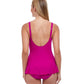 Back View Of Profile By Gottex Tutti Frutti D-Cup V-Neck Peplum One Piece Swimsuit | PROFILE TUTTI FRUTTI VIOLET