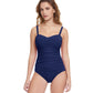 Front View Of Profile By Gottex Tutti Frutti E-Cup Scoop Neck Shirred Underwire One Piece Swimsuit | PROFILE TUTTI FRUTTI NAVY