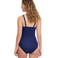 Back View Of Profile By Gottex Tutti Frutti E-Cup Scoop Neck Shirred Underwire One Piece Swimsuit | PROFILE TUTTI FRUTTI NAVY