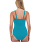 Back View Of Profile By Gottex Tutti Frutti E-Cup Scoop Neck Shirred Underwire One Piece Swimsuit | PROFILE TUTTI FRUTTI TURQUOISE
