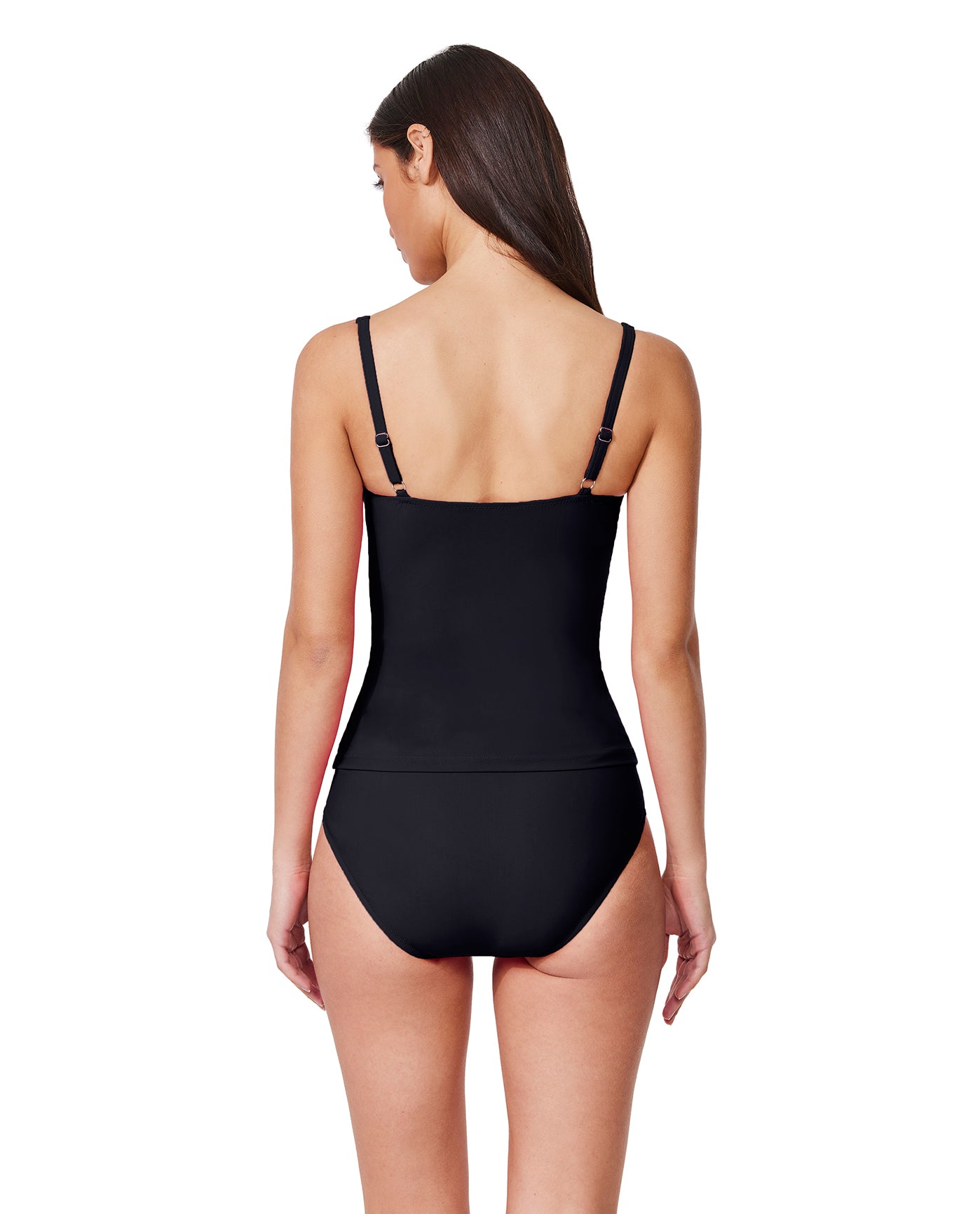 Tutti Frutti Sweetheart Twist Front Tankini Top-Black