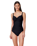 Tutti Frutti Sweetheart Twist Front Tankini Top-Black