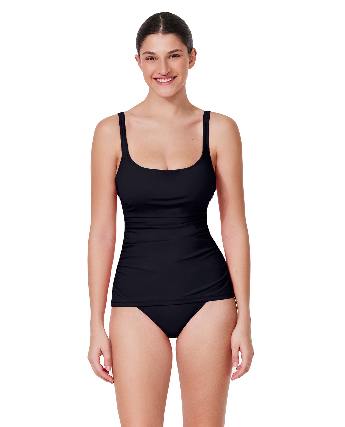 Tutti Frutti D-Cup Scoop Neck Tankini Top-Black