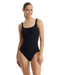Tutti Frutti Square Neck One Piece-Black
