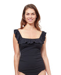 Tutti Frutti Square Neck Ruffle Tankini Top
