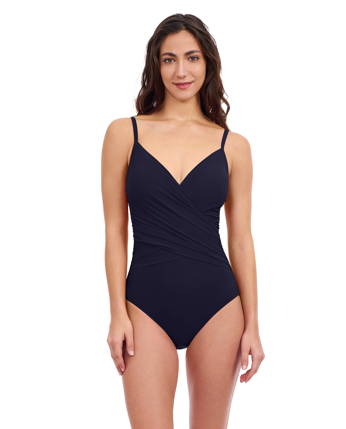Profile By Gottex Tutti Frutti V-Neck Surplice One Piece Swimsuit | Profile Tutti Frutti Black