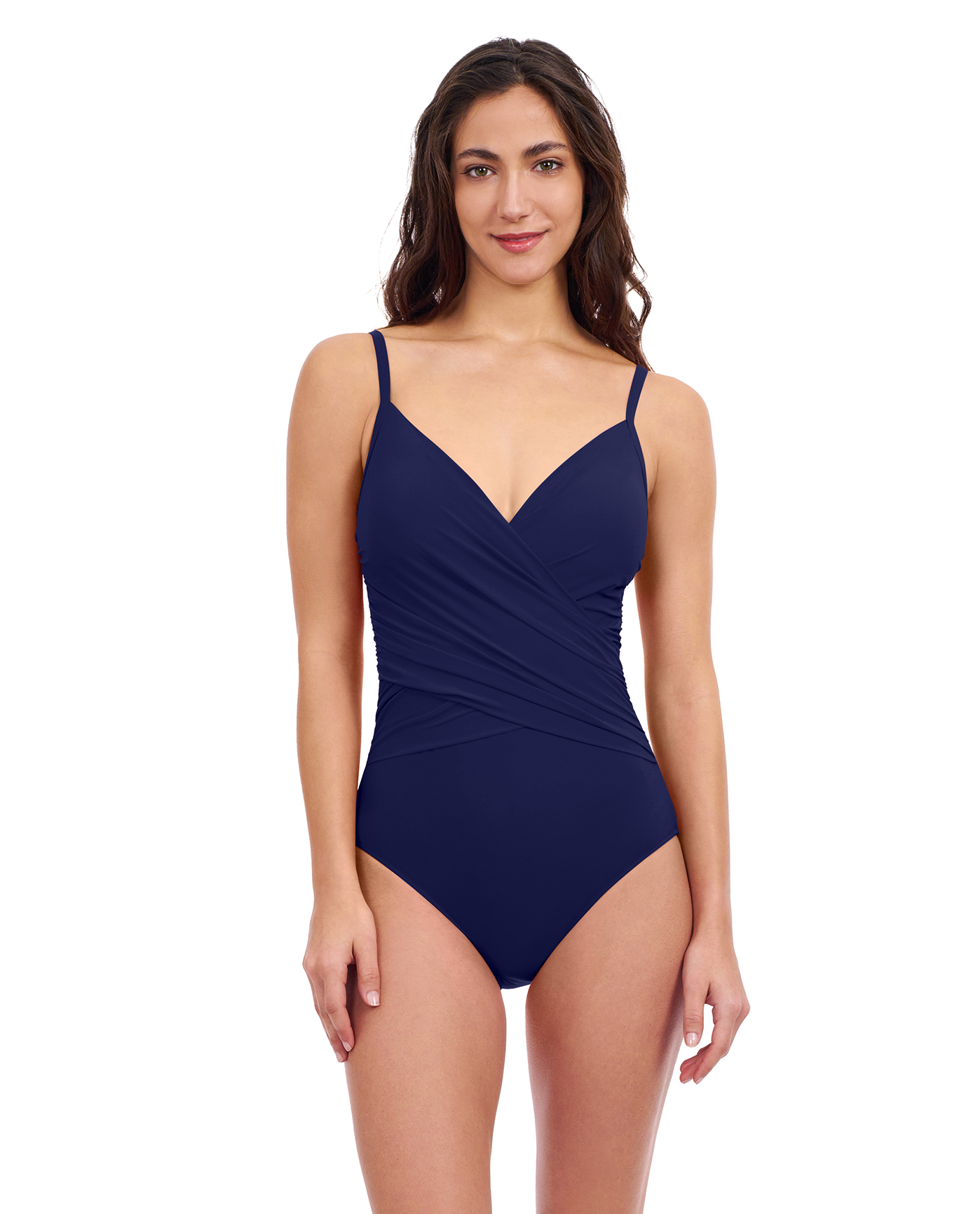 Profile By Gottex Tutti Frutti V-Neck Surplice One Piece Swimsuit | Profile Tutti Frutti Navy