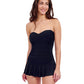 Front View of Profile By Gottex Tutti Frutti Sweetheart Bandeau Swimdress | PROFILE TUTTI FRUTTI BLACK