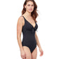 Side View Of Profile By Gottex Tutti Frutti Tie Front Underwire V-Neck One Piece Swimsuit | PROFILE TUTTI FRUTTI BLACK