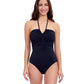 Front View of Profile By Gottex Tutti Frutti Bandeau One Piece Swimsuit | PROFILE TUTTI FRUTTI BLACK