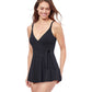 Side View Of Profile By Gottex Tutti Frutti V-Neck Tie Knot Skirted One Piece Swimsuit | PROFILE TUTTI FRUTTI BLACK