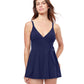 Front View Of Profile By Gottex Tutti Frutti V-Neck Tie Knot Skirted One Piece Swimsuit | PROFILE TUTTI FRUTTI NAVY