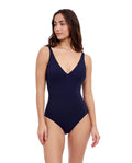 Tutti Frutti V-Neck One Piece-Navy