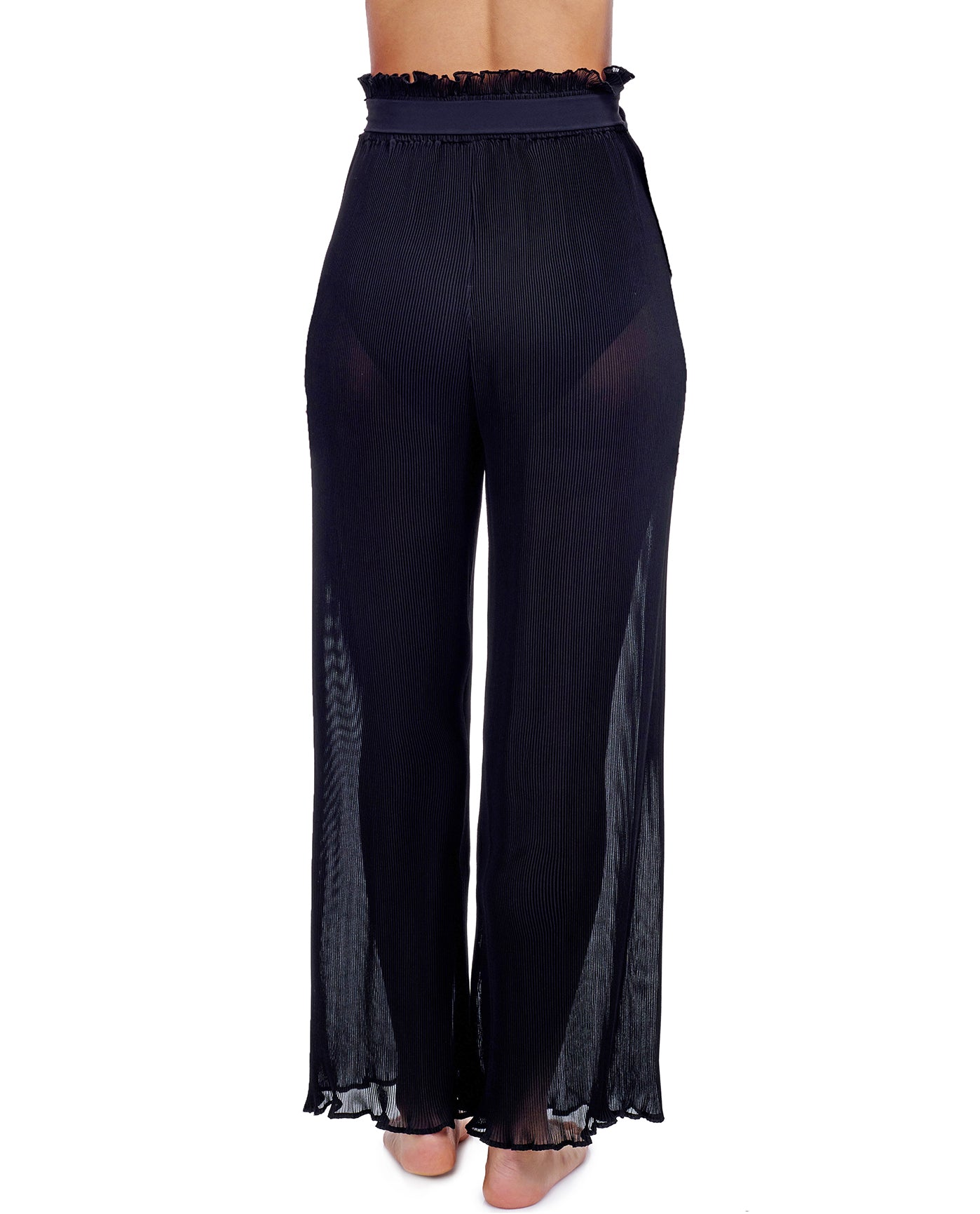 Tutti Frutti Pleated Flouce Cover-Up Pants Black