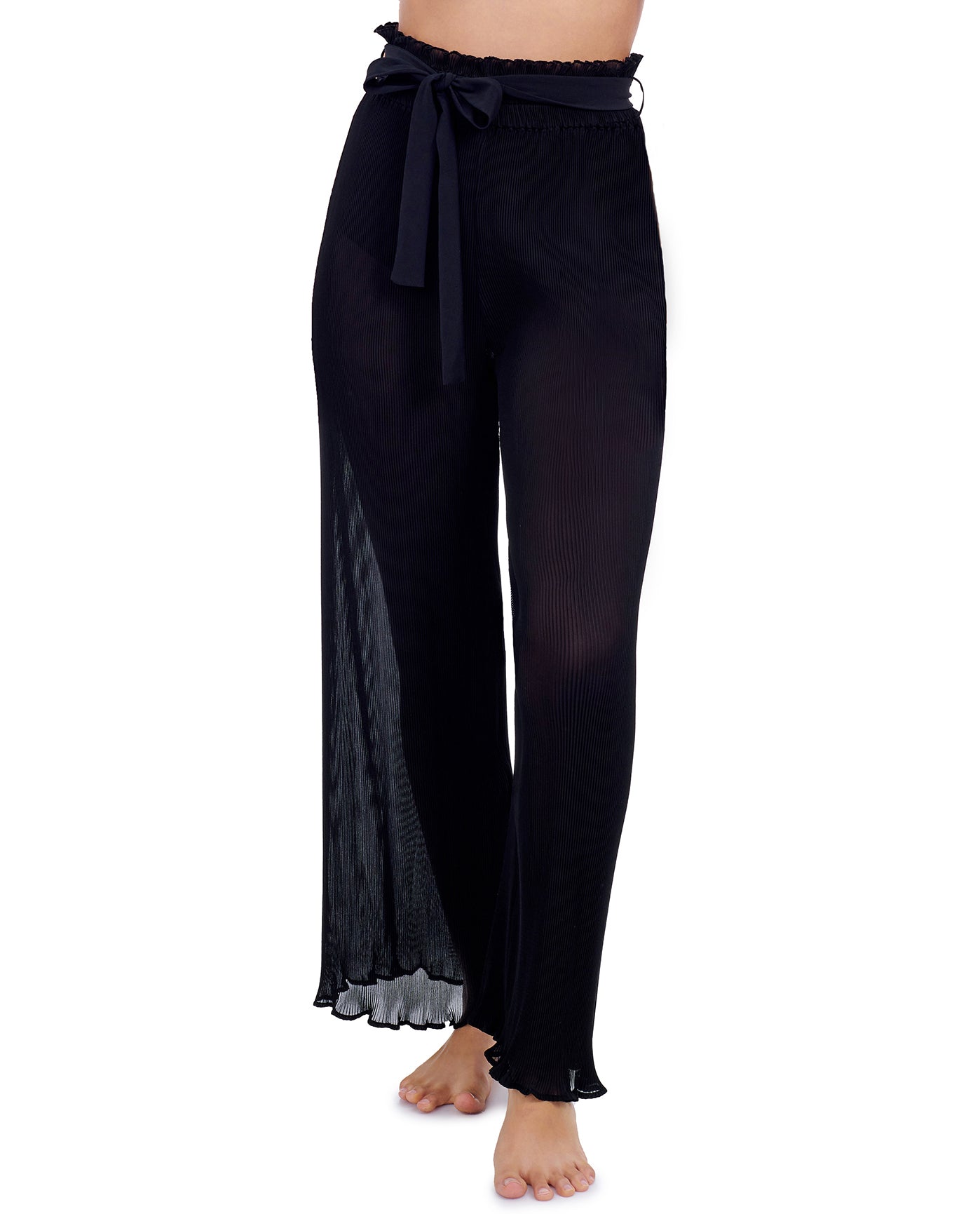 Tutti Frutti Pleated Flouce Cover-Up Pants Black