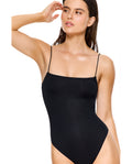 Solid Black Open Back One Piece -Black