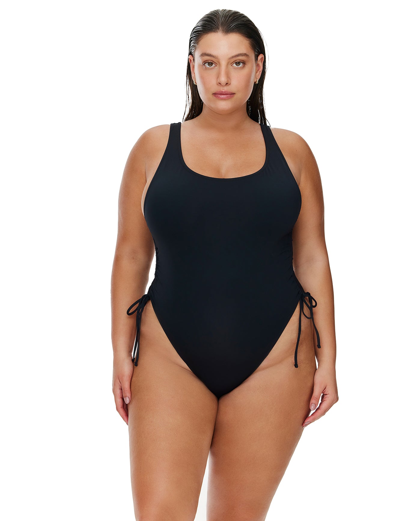 Midnight Scoop Neck Adjustable One Piece -Black