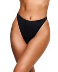 Solid Black High Waist High Leg Bikini Bottom -Black