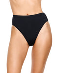 Solid Black High Waist Bikini Bottom -Black