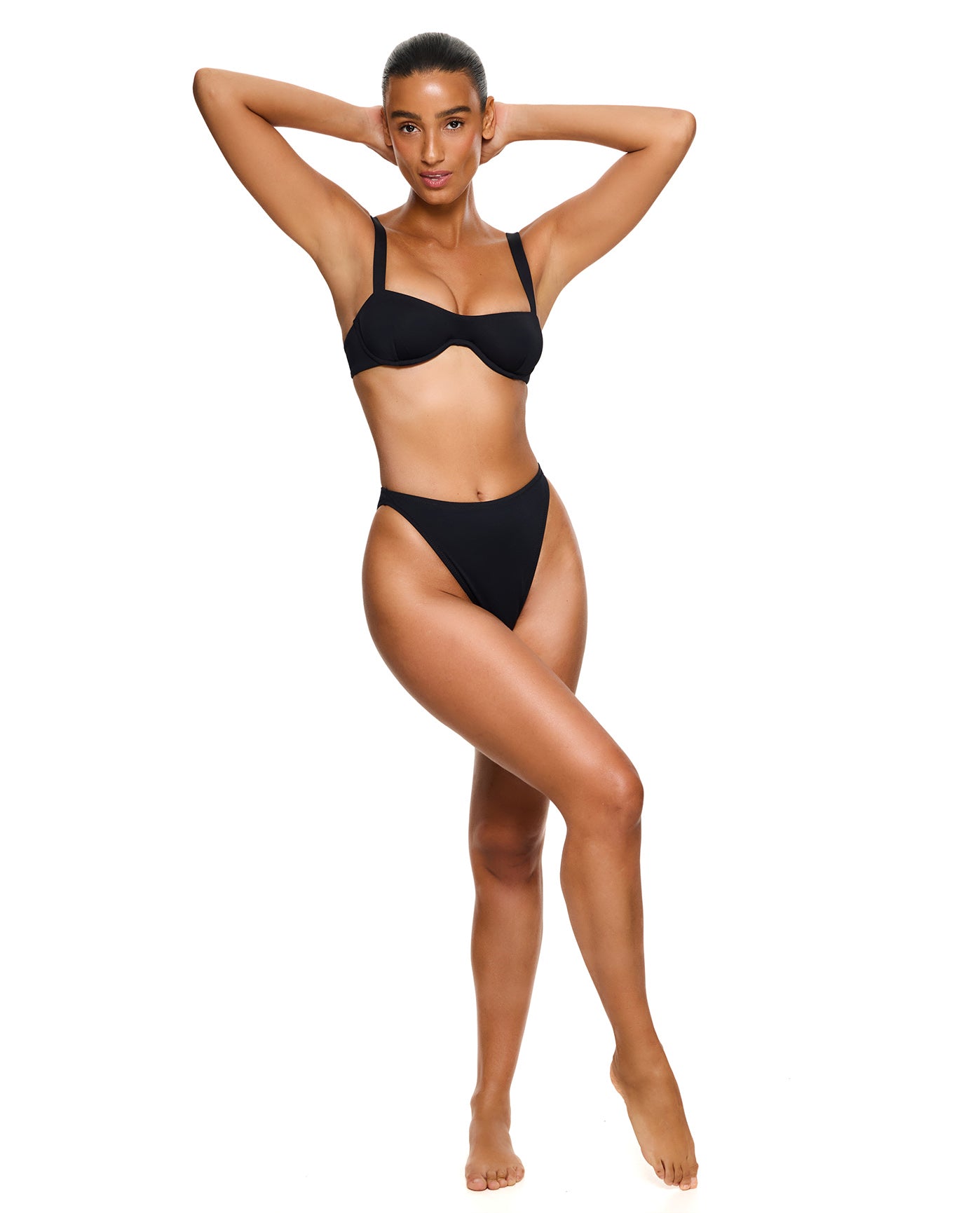 Solid Black Underwire Bikini Top-Black
