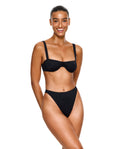 Solid Black Underwire Bikini Top-Black