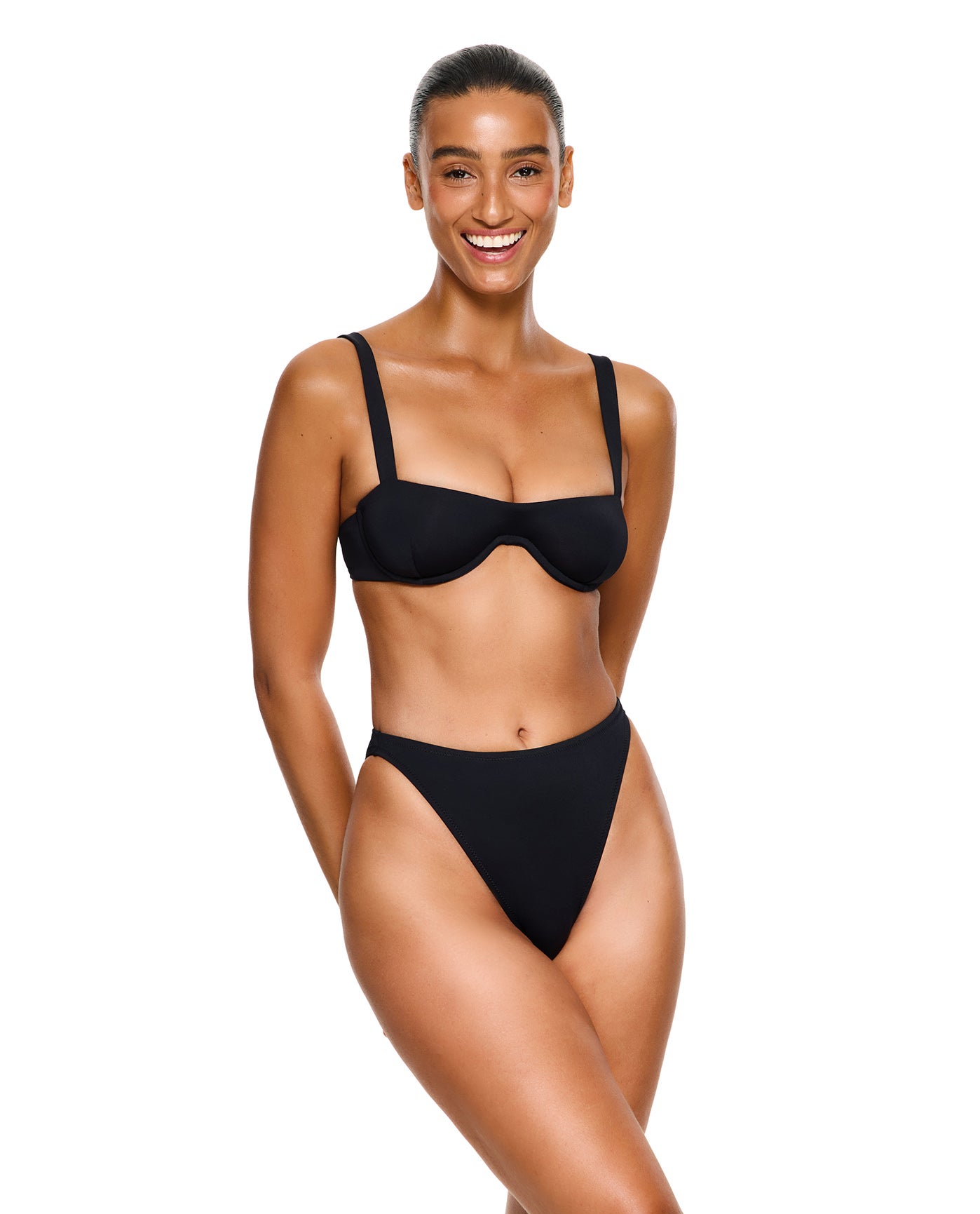 Haut de bikini noir à col rond Midnight