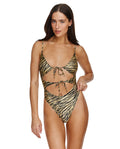 Wild One Cut Out Halter One Piece-Safari