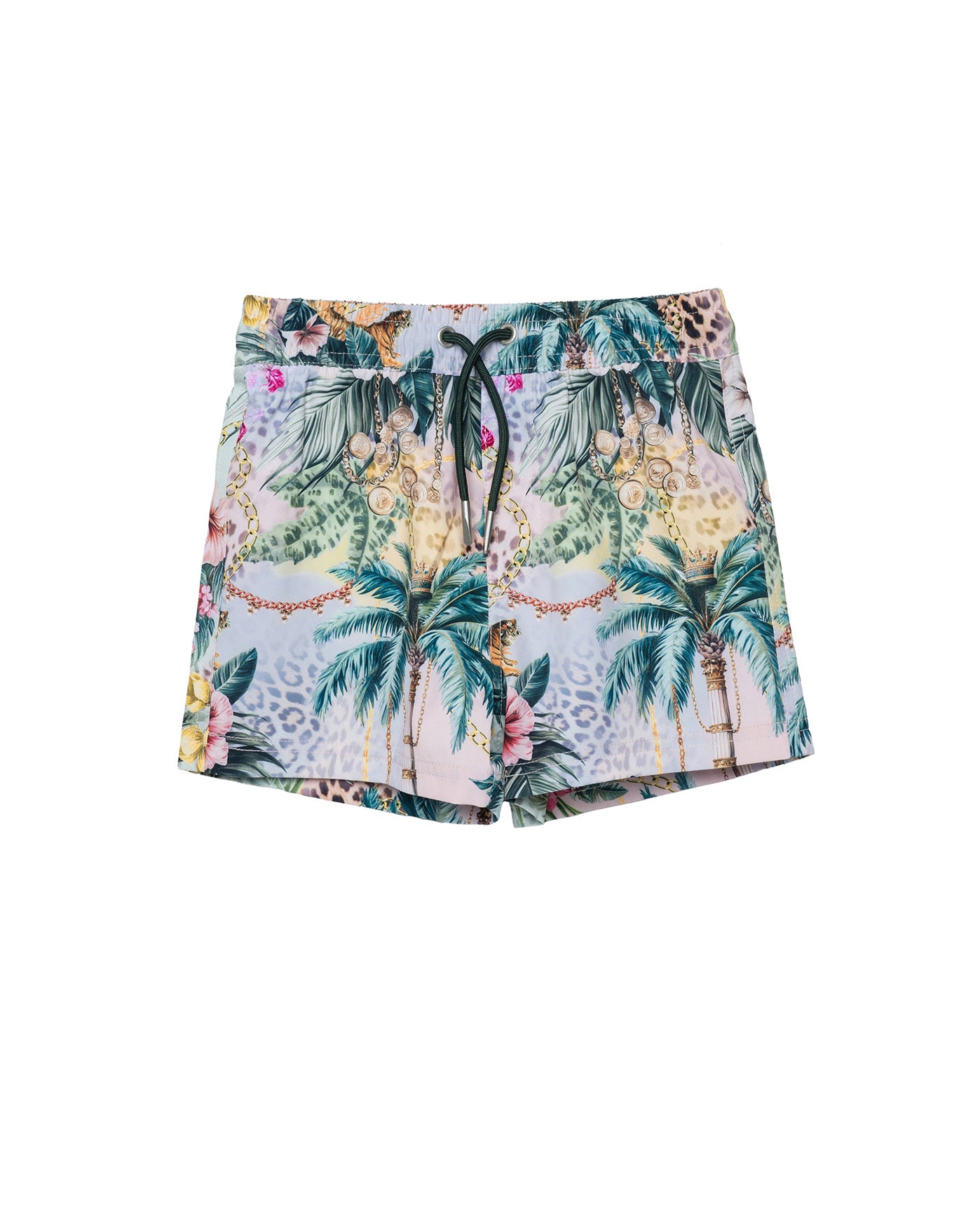 Jungle Treasure Drawstring Swim Shorts-Multi